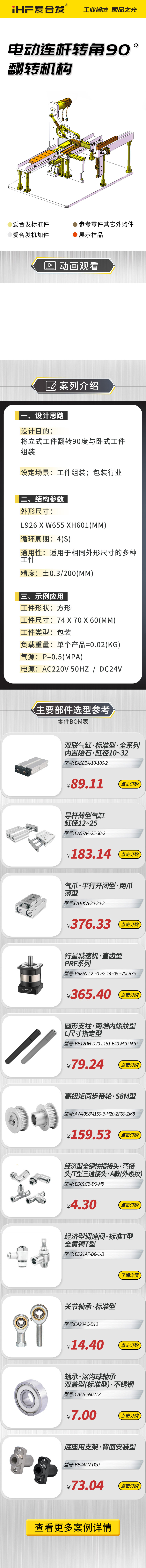 愛合發案例剖析：電動連桿轉角90°翻轉機構！
